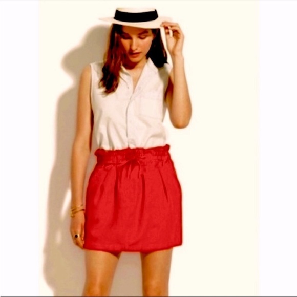 St. Tropez Red Linen Skirt Size Large NWT - Picture 1 of 7